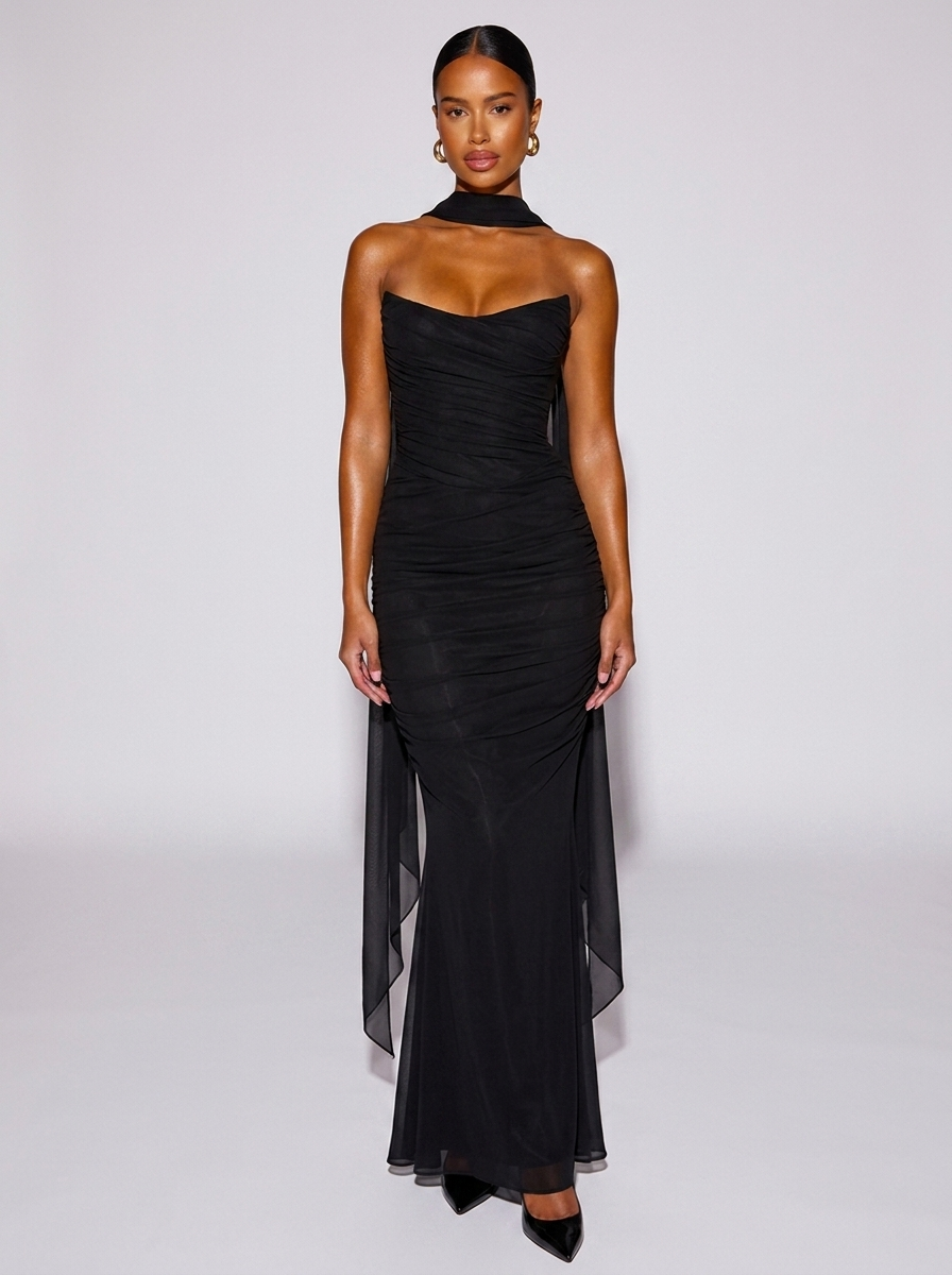 Monaco Two-Piece Scarf Set in Black