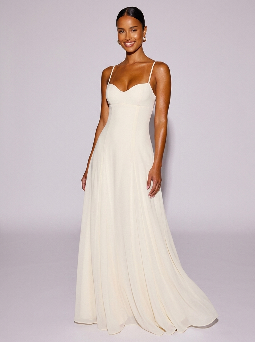 Rome Sweetheart Neck Flowy Dress in White