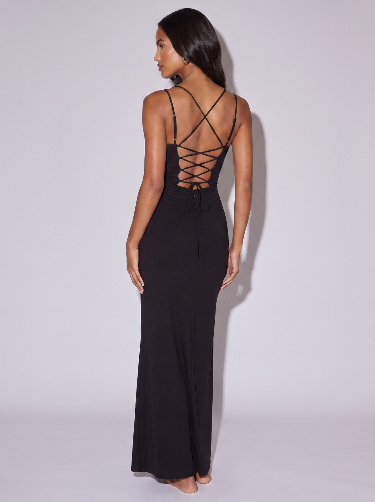 New York Slit Crisscross Dress in Black