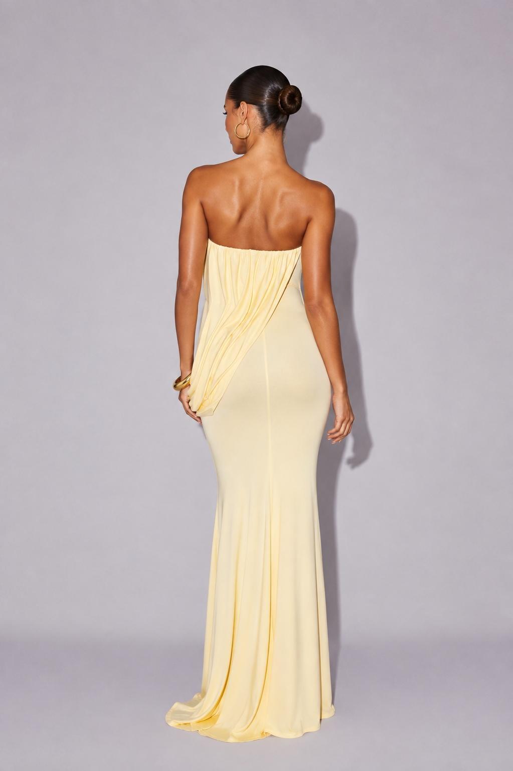 Monaco Strapless Draped Dress in Green
