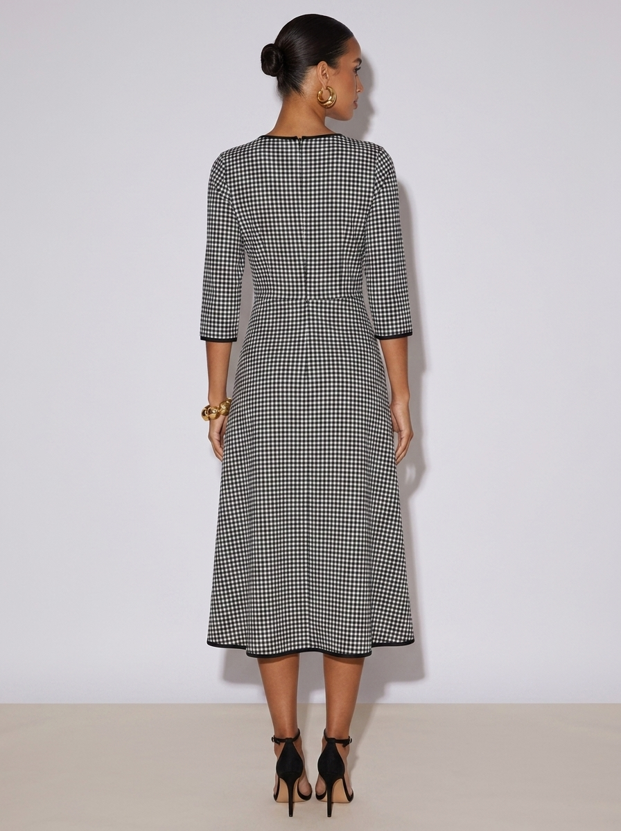 Paris Plaid Sleeve Dress in Black