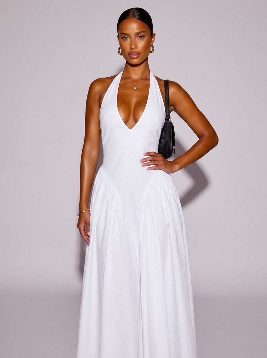 Amsterdam Halter Neck Dress in White