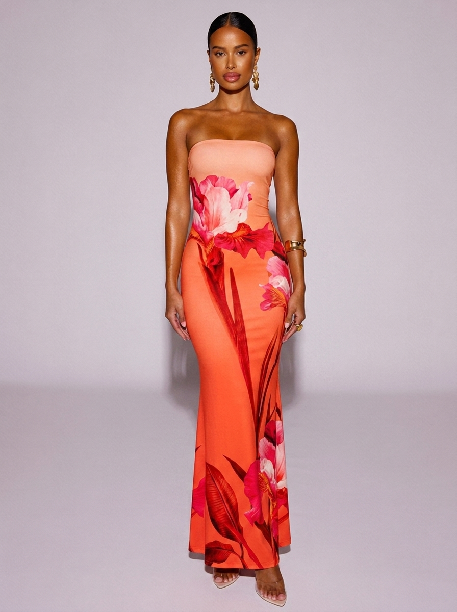 Ibiza Tube Bodycon Dress in Orange