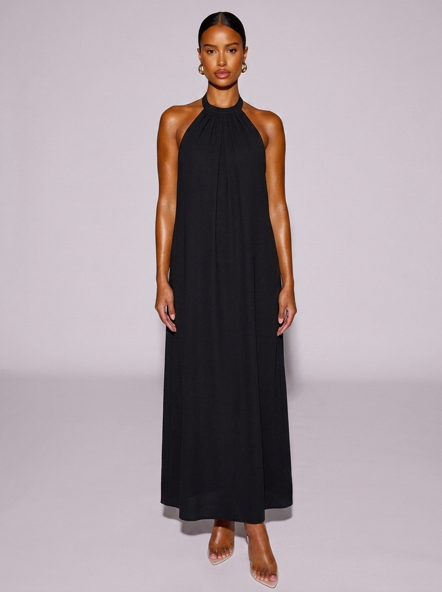 Santorini Halter Neck Dress in Black
