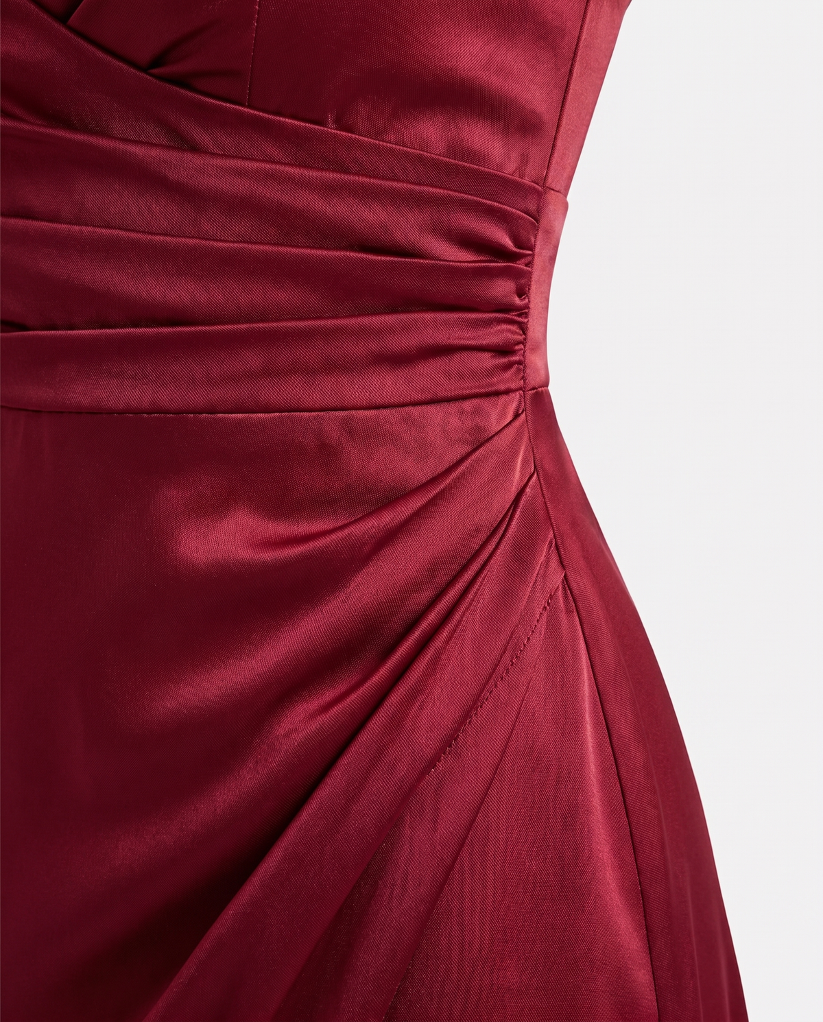 Los Angeles Ruched Slit Cami Dress in Wine Red