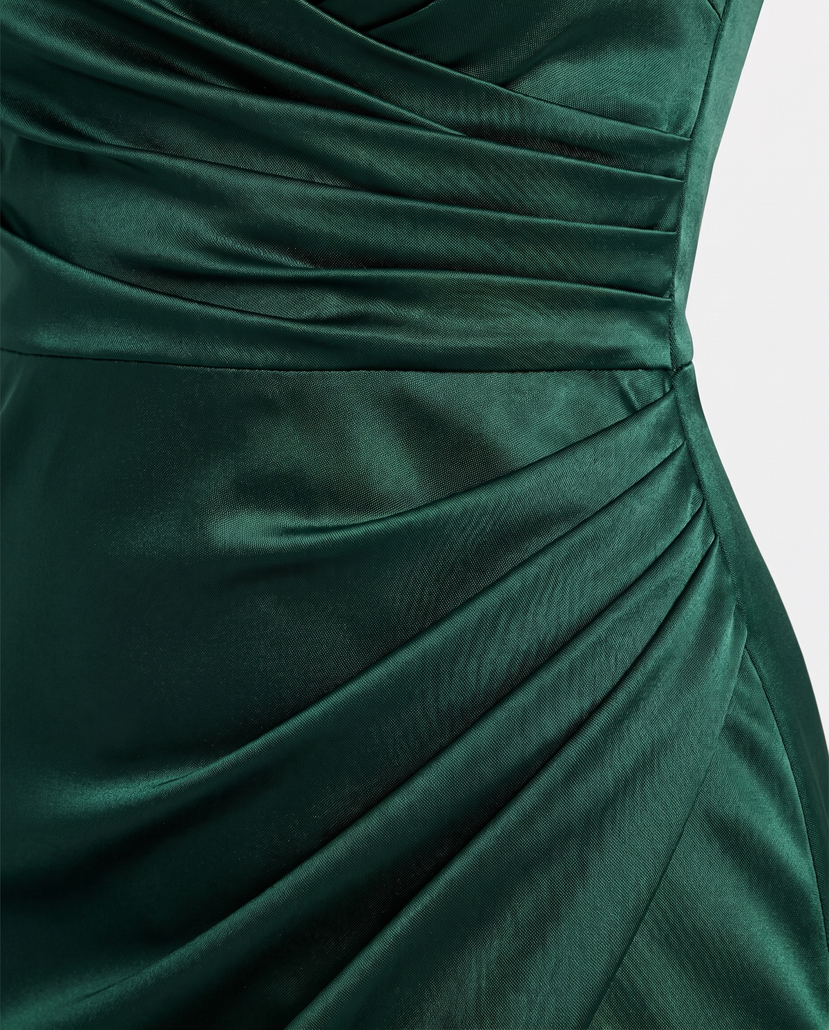 Los Angeles Ruched Slit Cami Dress in Dark Green