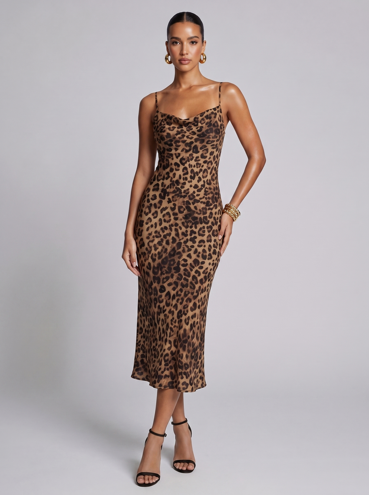 Miami Leopard Spaghetti Strap Dress in Leopard