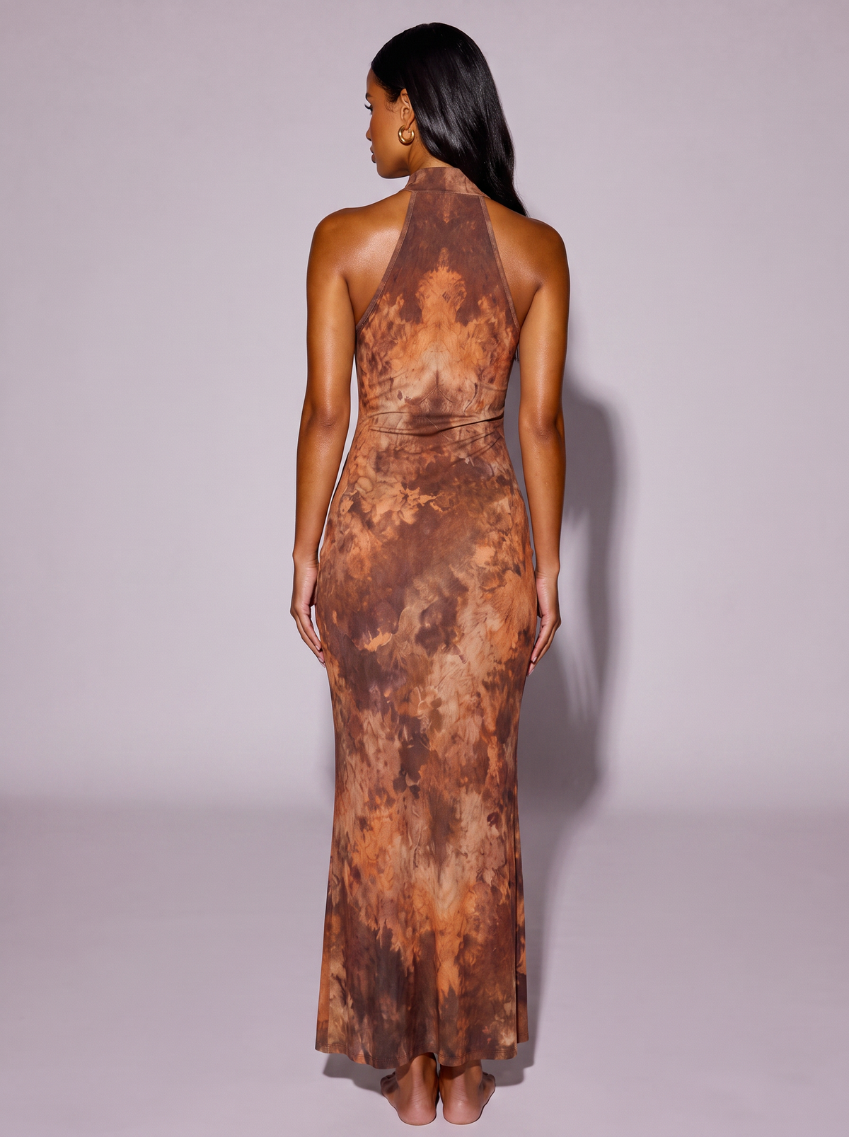 Los Angeles Tie-Dye Bodycon Dress in Light Brown