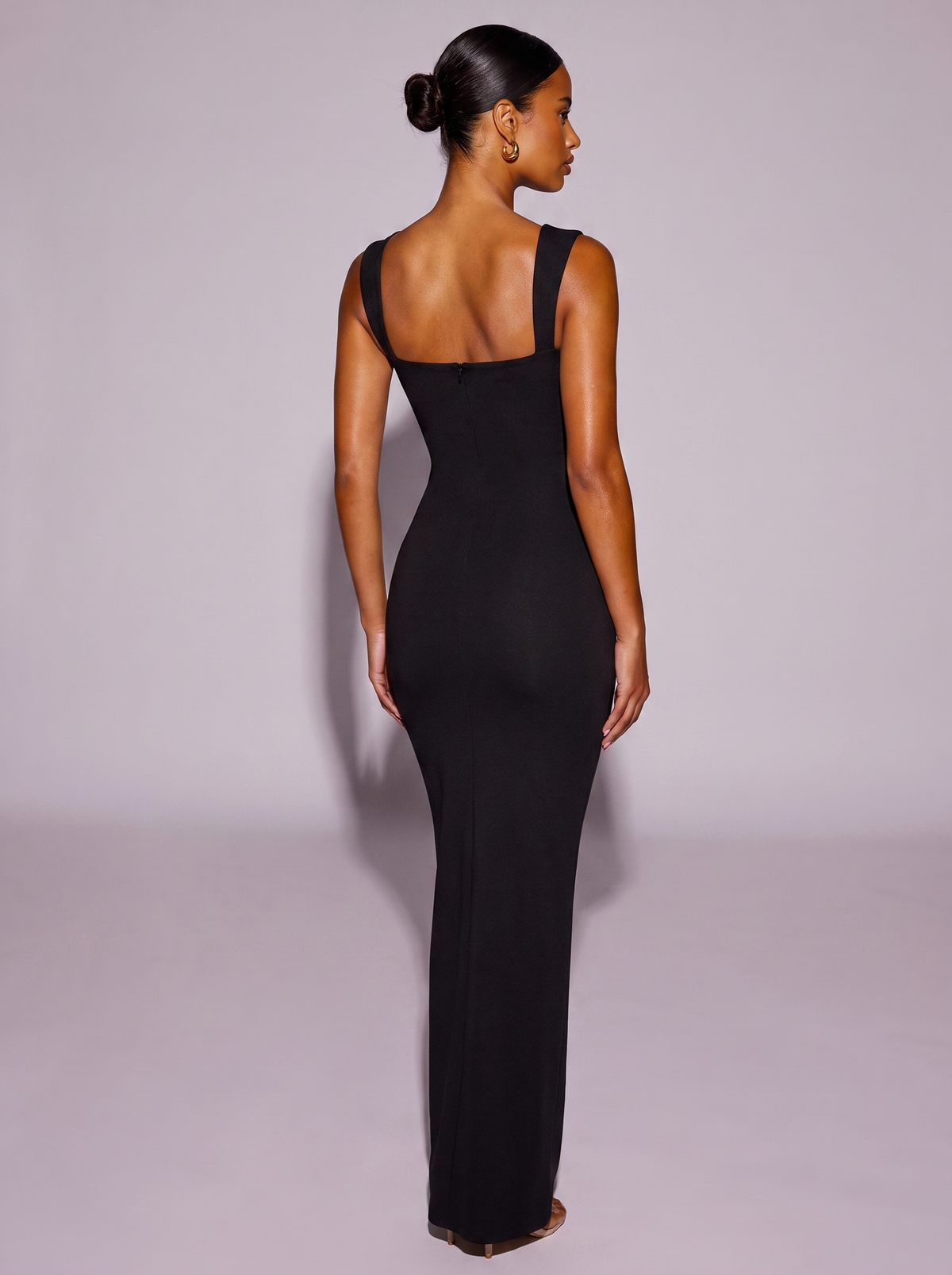 Monaco Square Neck Sleeveless Dress in Black