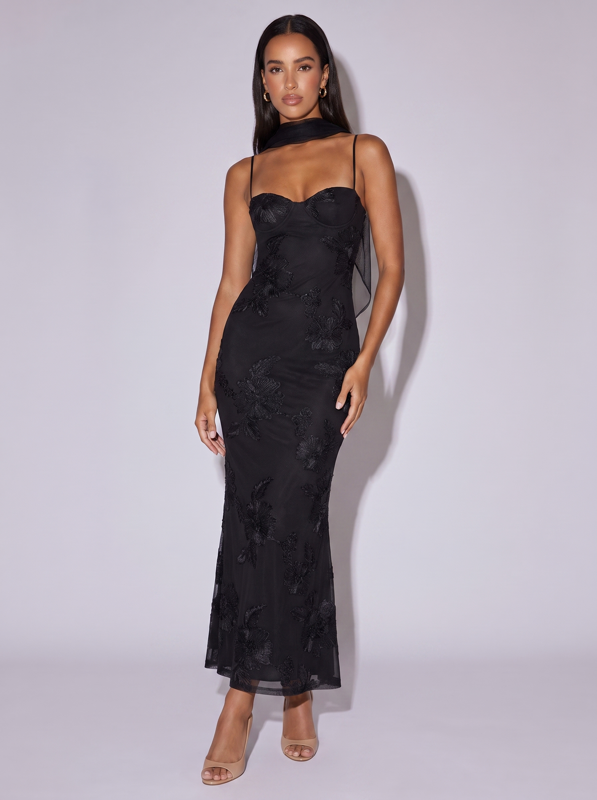 Monaco Sweetheart Neck Spaghetti Strap Dress in Black