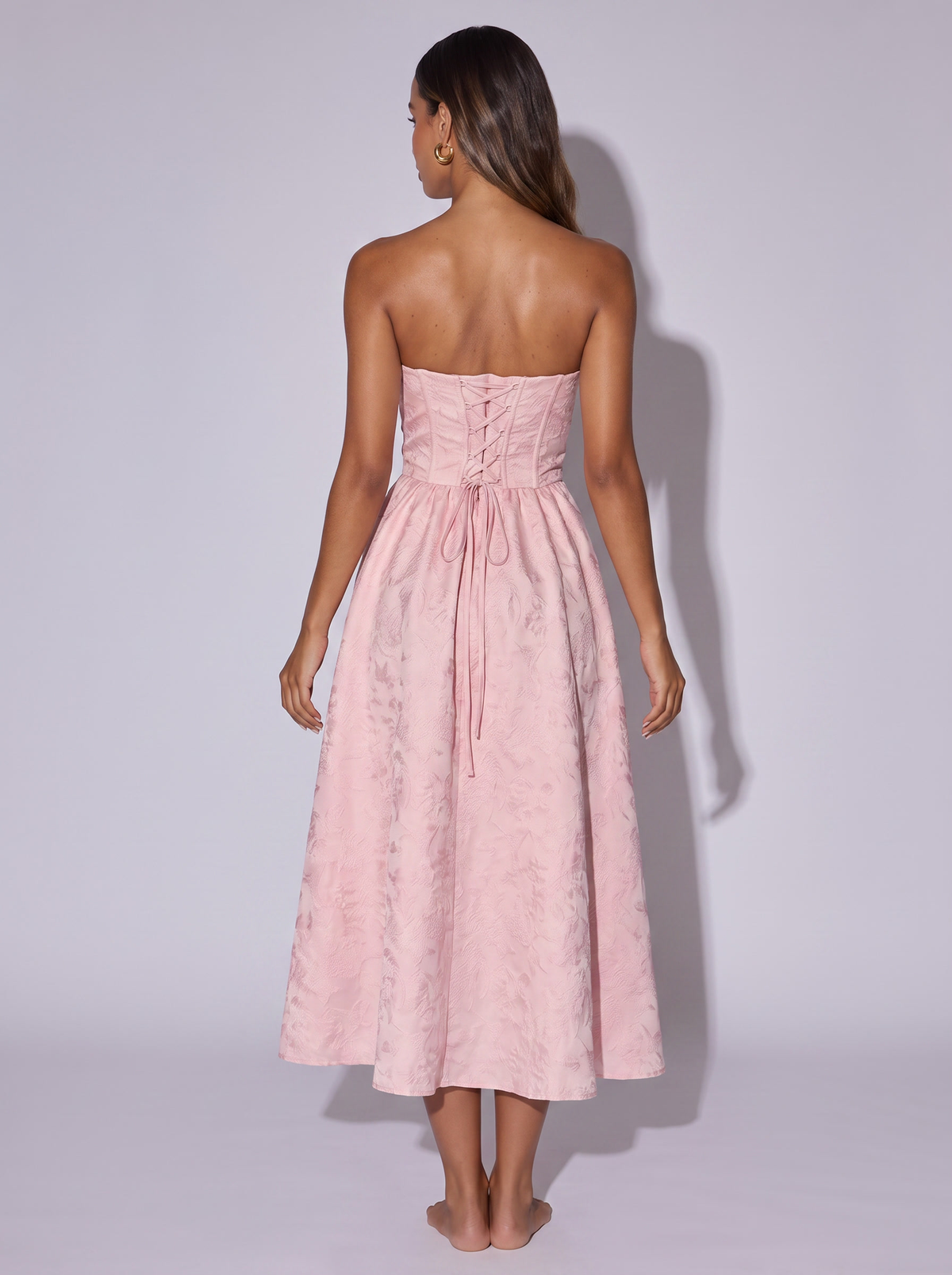Paris Lace Up Tube Dress in Pink