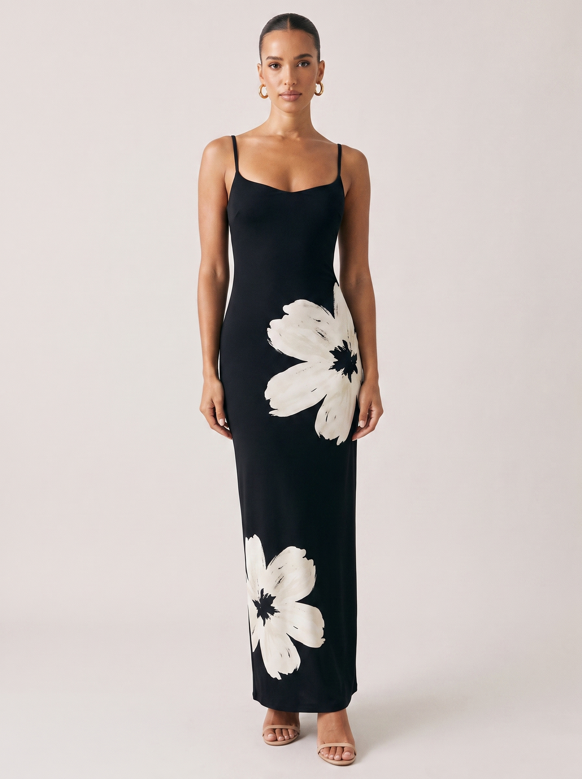 Ibiza Printed Bodycon Dress in Black