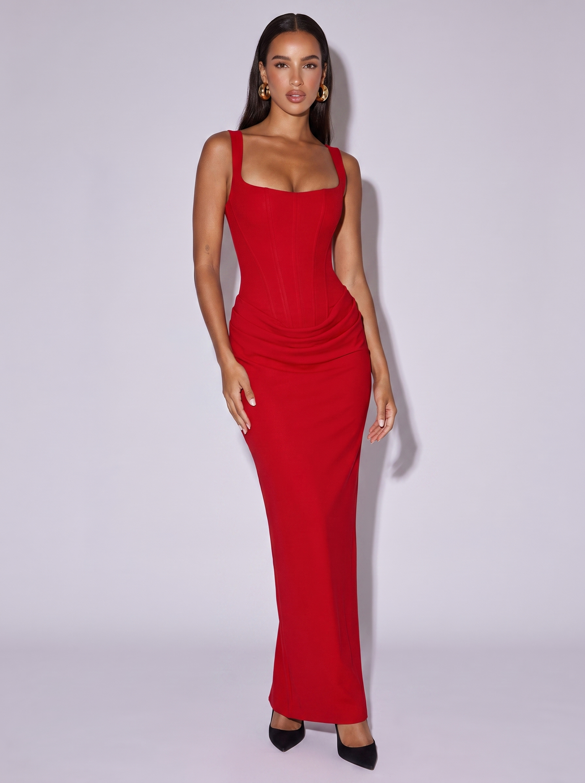 Monaco Fishbone Corset Gown in Red