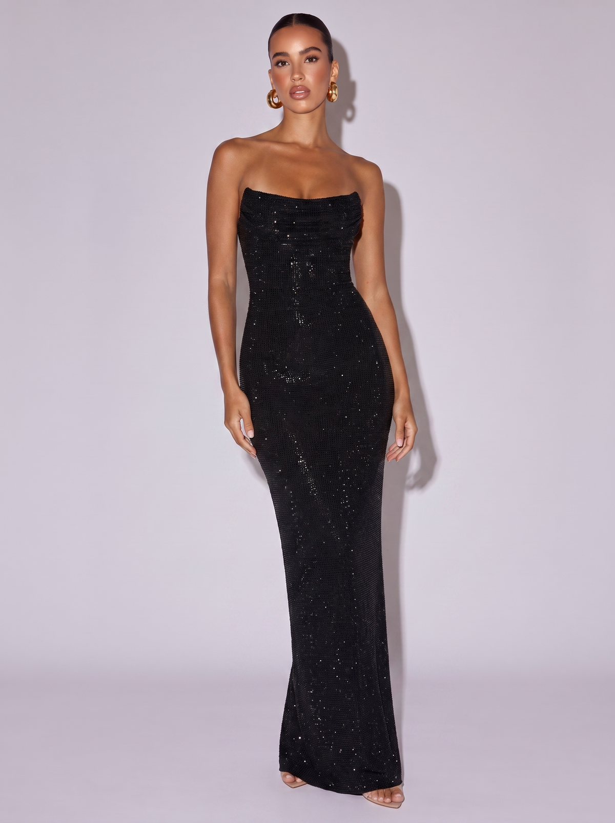 Monaco Beaded Strapless Gown in black