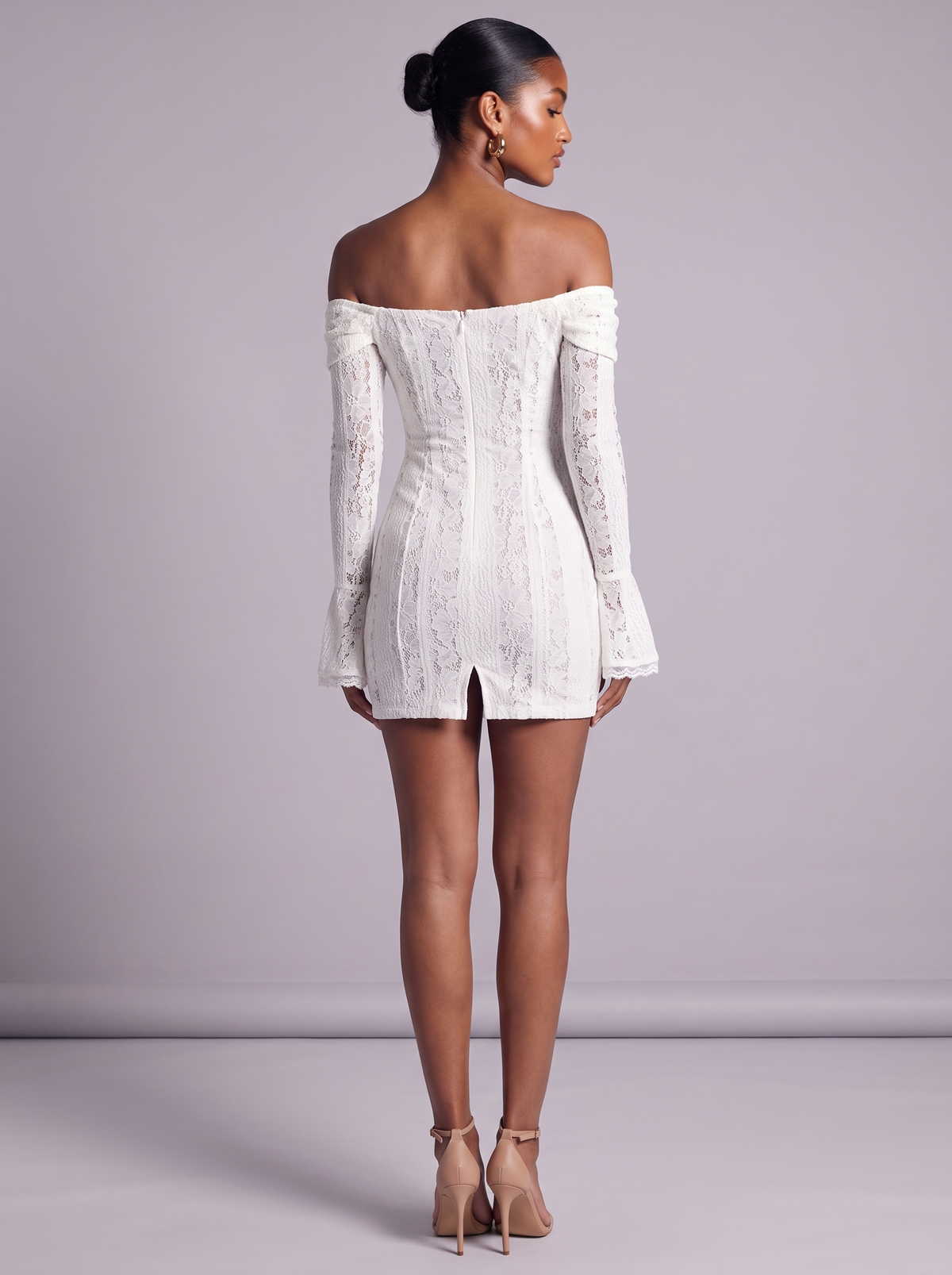 Paris Off-Shoulder Lace Dress in White