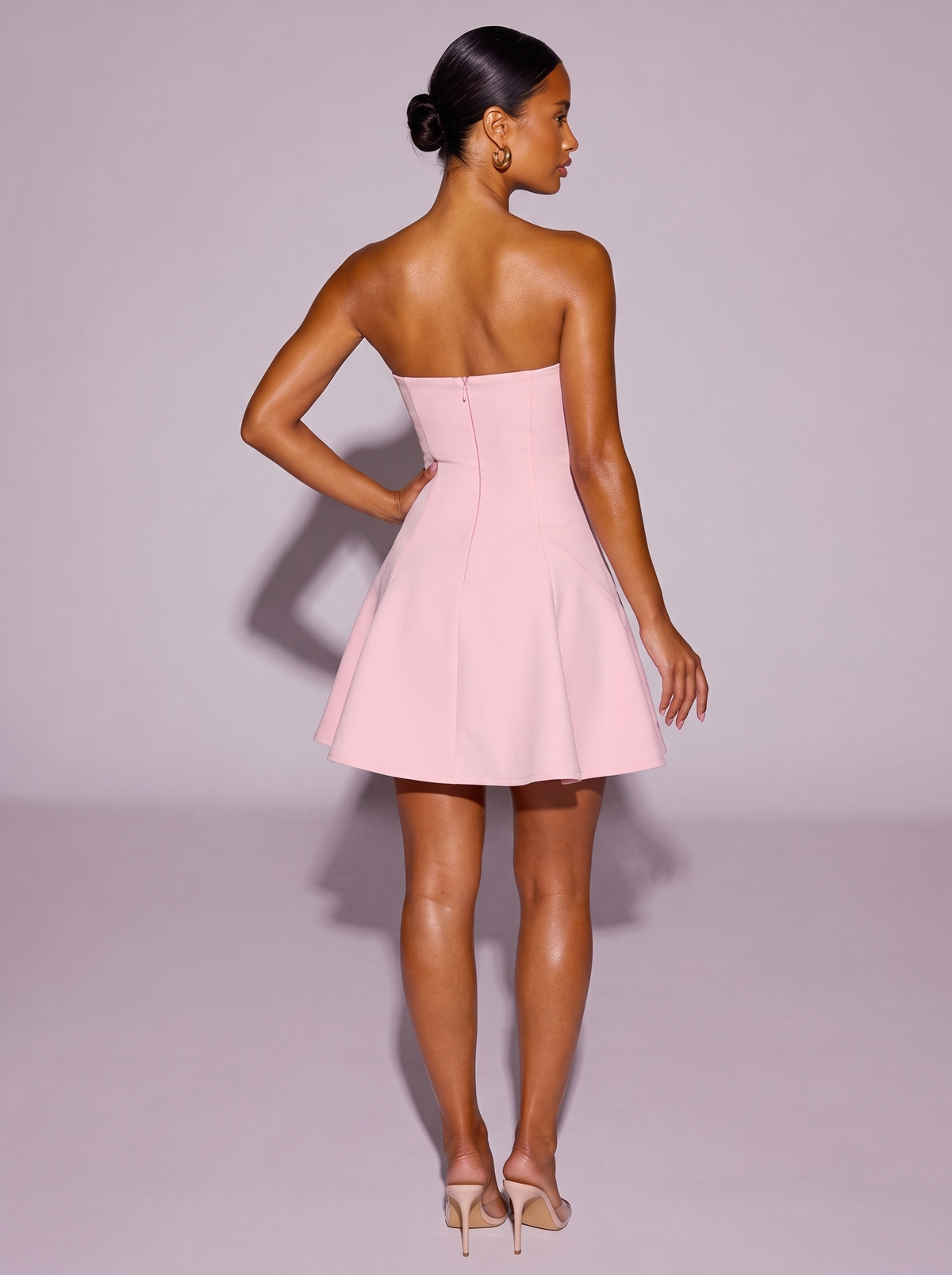 Paris Bow Tube A-Line Dress in Pink