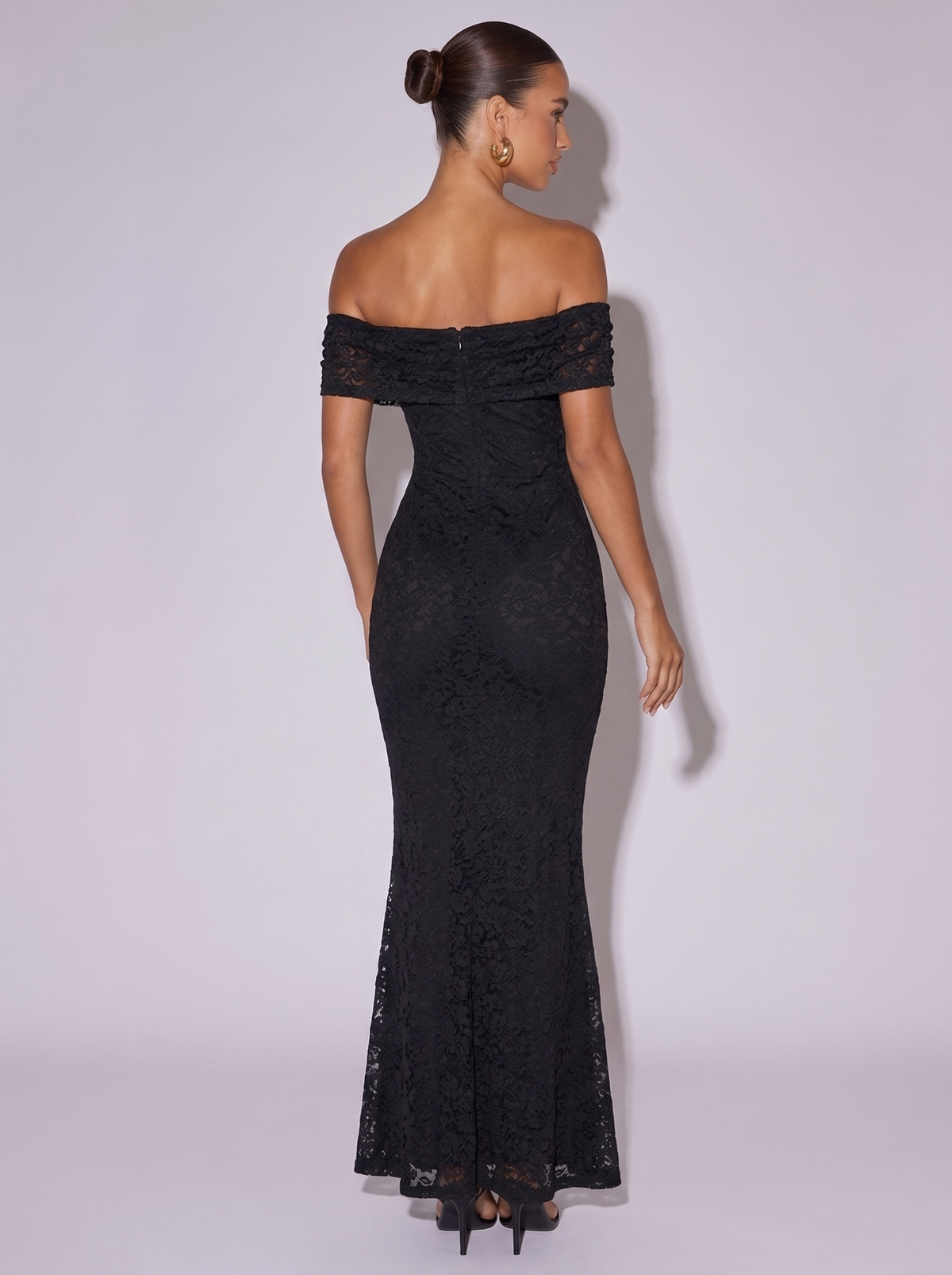 Miami Lace Off-Shoulder Dress in Black