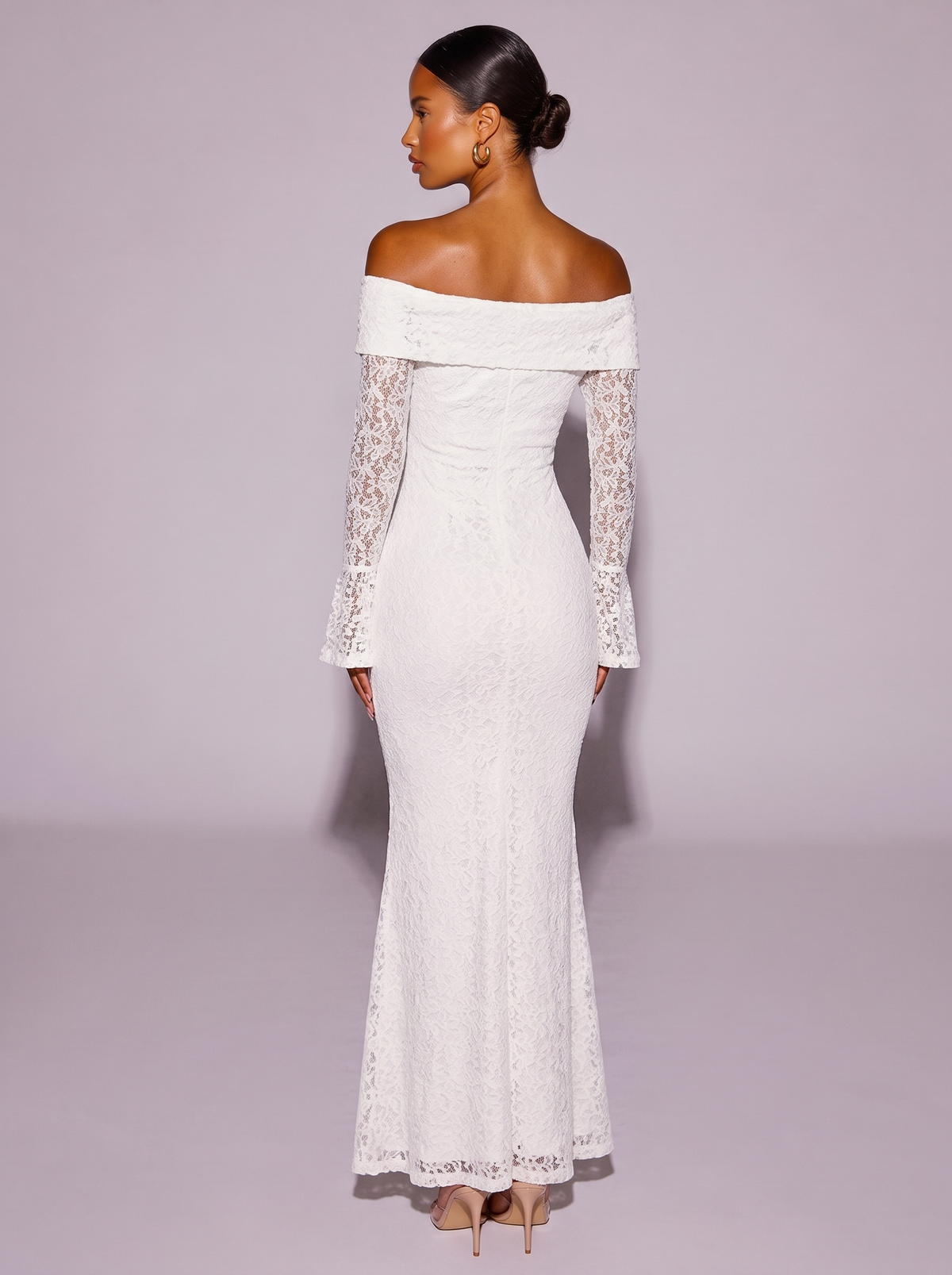 Paris Off-Shoulder Lace Bodycon Dress in White