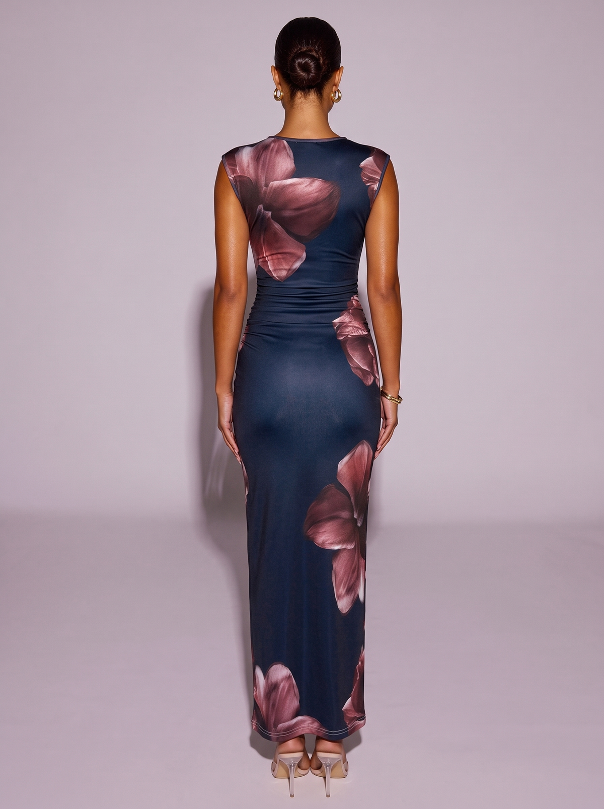 Los Angeles Floral Print Bodycon Dress in Black