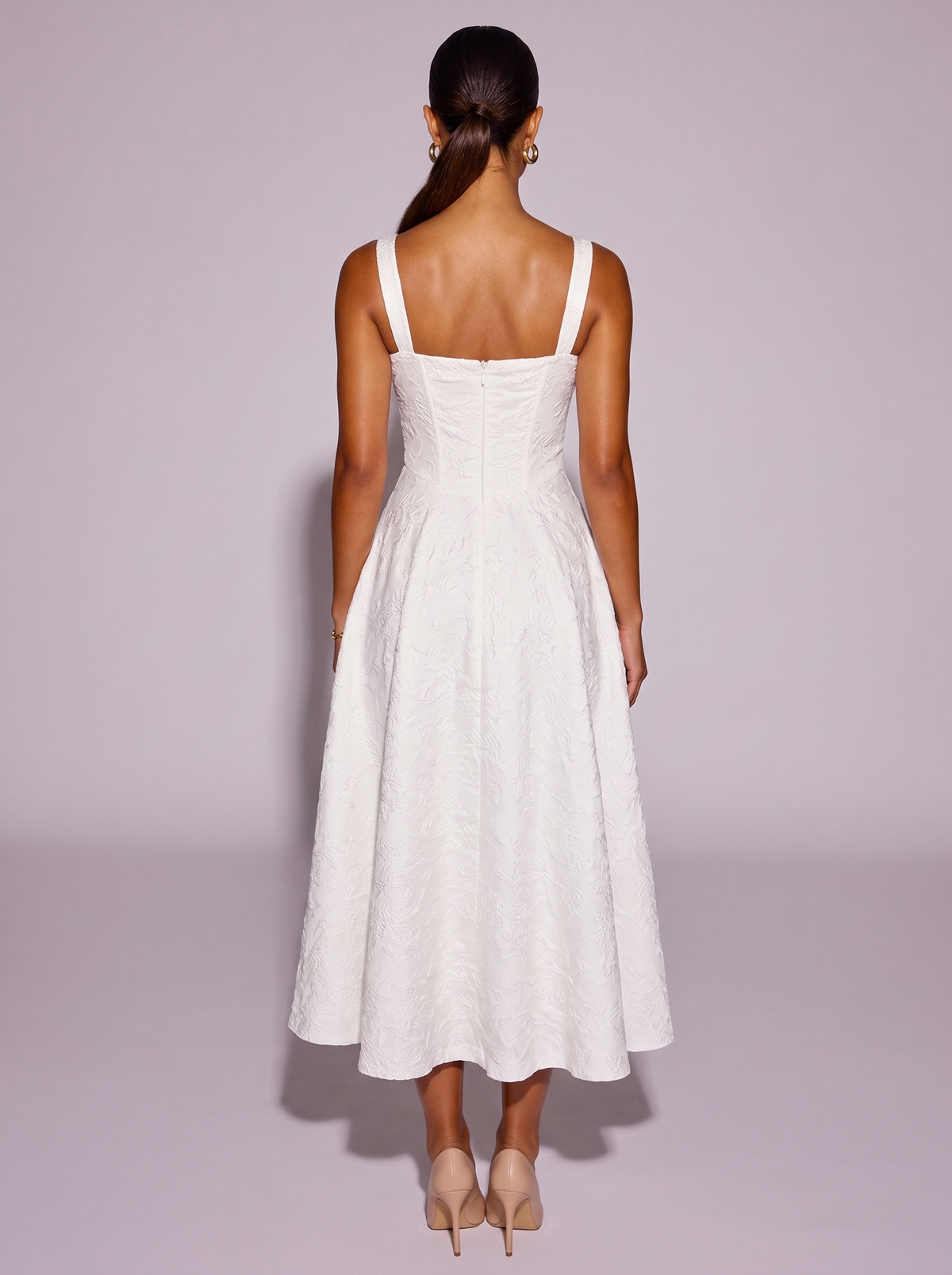 Paris Sleeveless Lace Dress in White